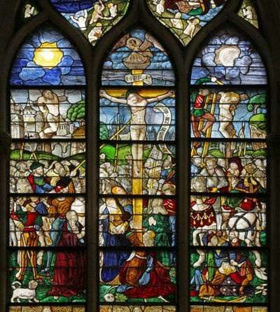 A keresztrefeszítés és a szenvedély jeleneteit ábrázoló ablak, 2921604 részlet alkotó: French School